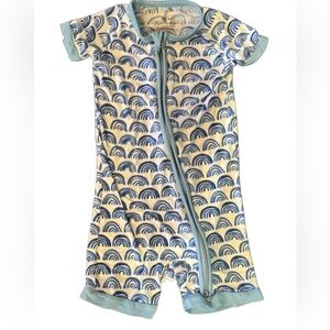 Little sleepies Blue and White Rainbow Print Baby Romper